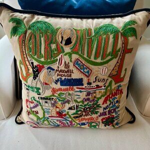 RARE Catstudio Jacksonville, Florida Embroidered Decorative Throw Pillow